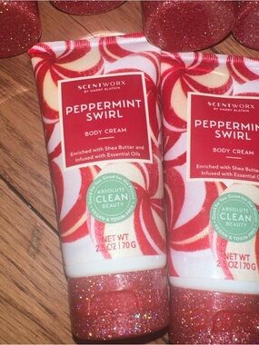 SCENTWORX BY HARRY SLATKIN * PEPPERMINT SWIRL BODY CREAM Travel Size TWO for $10